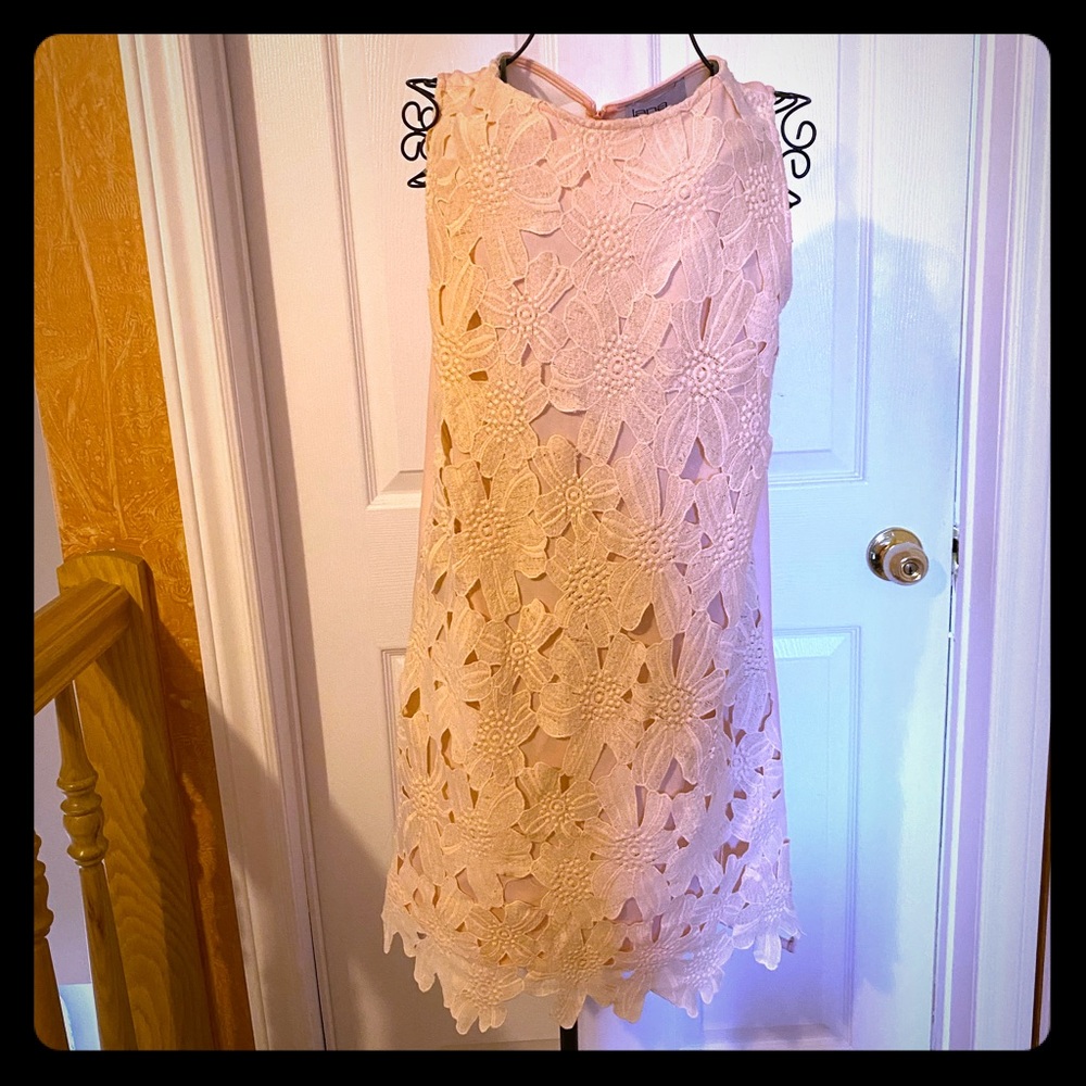 Blush pink lace dress